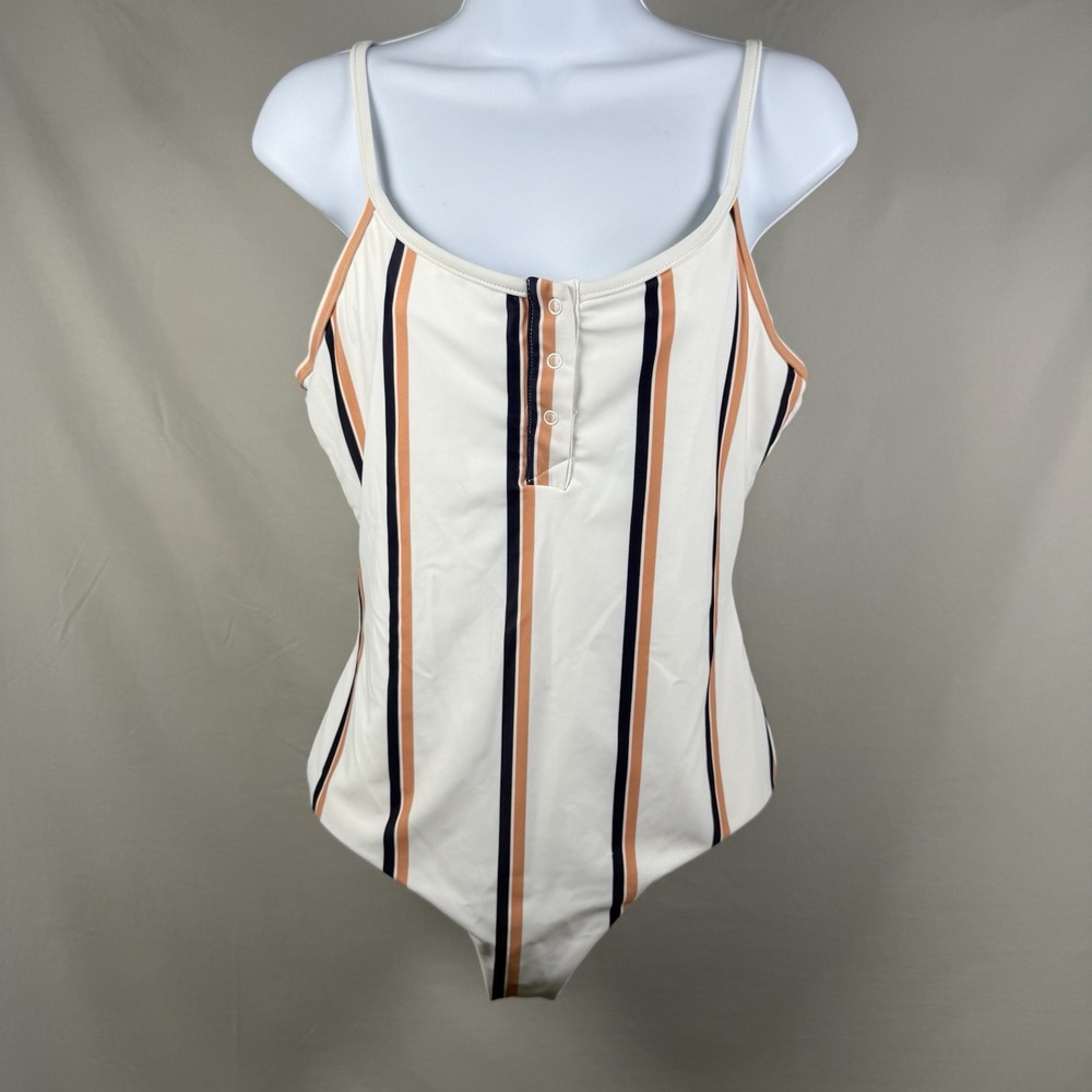 Tavik Orange & White Stripe‎ One Piece Swimsuit Beach Summer Large New With Tags